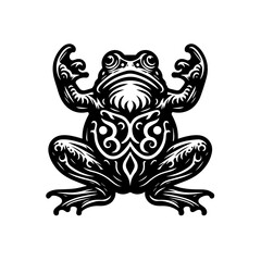 Obraz premium A cute frog illustration isolated on white background in black and white