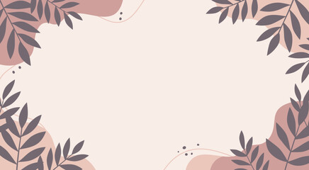 Elegant botanical frame with leaves and abstract shapes perfect for invitations