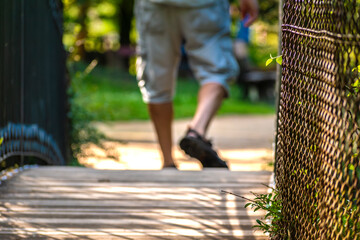 Man walking on a path, helathy activity to make exercice