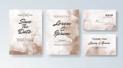 Set of Wedding invitation with abstract splash watercolor