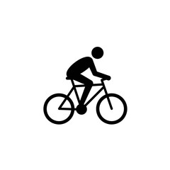 Fototapeta premium A simple black silhouette depicts a person riding a bicycle, conveying activity, exercise, and the concept of cycling as a mode of transport or leisure pursuit.