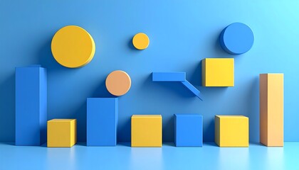 Obraz premium Abstract geometric shapes on a blue background