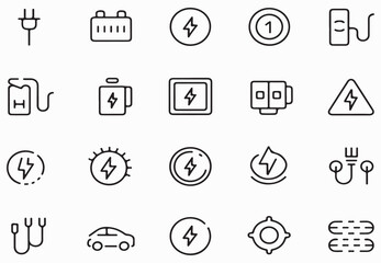 Electric vehicle charging symbols and components electric plug