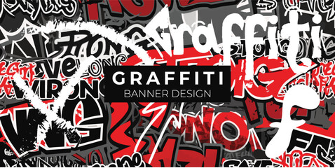 Set banner poster in graffiti style drawings on the wall vector drawing cover for book notebook poster design elements street style