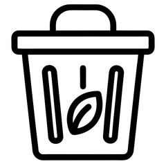 Eco-Friendly Trash Can Icon – Black Outline Vector for Waste Sorting and Sustainability Projects