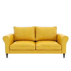 Naklejka premium 3d A bright yellow couch isolated on transparent background