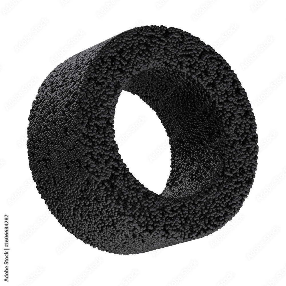 Poster abstract carbon structure 3d element isolated. repeating structure of black cloned atoms in a shape 