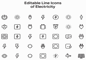 Electricity icons power energy symbols vector