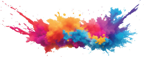  Abstract Holi Color Explosion – Isolated Bright Rainbow Powder Splash on White for Vibrant Festival Graphics
