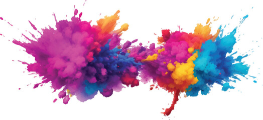  Abstract Holi Color Explosion – Isolated Bright Rainbow Powder Splash on White for Vibrant Festival Graphics
