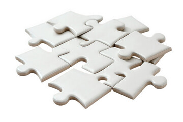 White Puzzle Pieces Assembled with Transparent Background