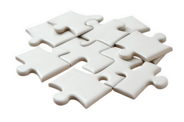 White Puzzle Pieces Assembled with Transparent Background