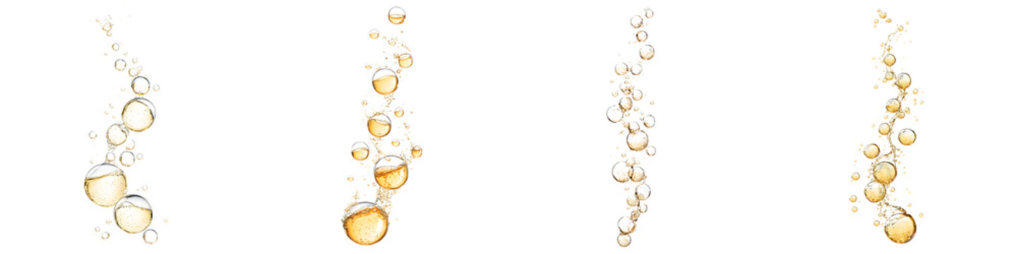 Champagne Bubbles Rising: Sparkling Celebration Background on White