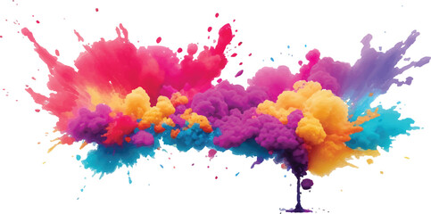 Holi Festival Paint Burst – Colorful Powder Explosion with Rainbow Pigment on Clean White Isolated Background
