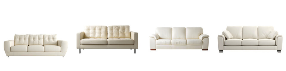 Fototapeta premium Cream Leather Sofa Collection: Modern Living Room Furniture