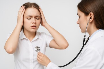 A woman is being examined by a doctor