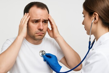 A man is being examined by a doctor