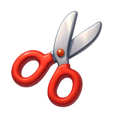 3D Red Scissors Icon for Cutting and Tools
