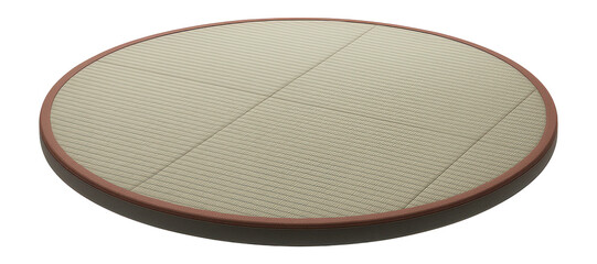 Circular dojo mat with tatami texture and grid lines for karate kata practice