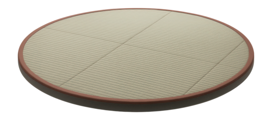 Circular dojo mat with tatami texture and grid lines for karate kata practice