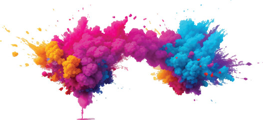 Vibrant Festival Holi Powder Blast – Bright Colorful Paint Splash Isolated on White Background Vector Design
