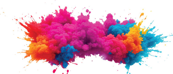 Vibrant Festival Holi Powder Blast – Bright Colorful Paint Splash Isolated on White Background Vector Design
