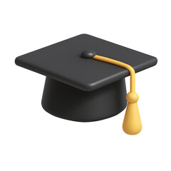 3D Graduation Cap Icon for Education and Learning

