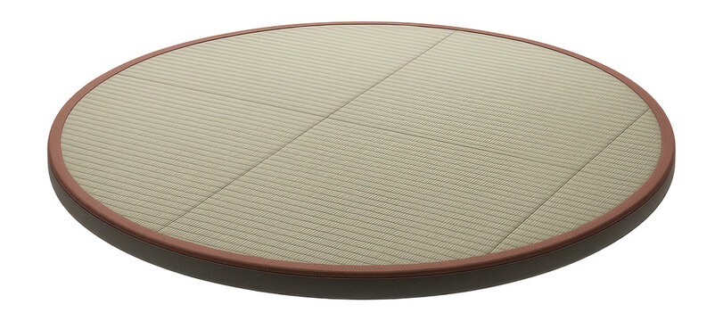 Circular dojo mat with tatami texture and grid lines for karate kata practice