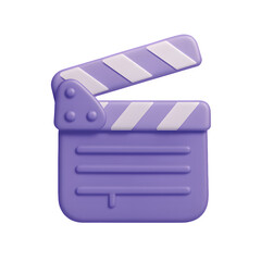 3D Clapperboard Icon for Video Editing and Film Production