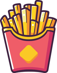 Cartoon French Fries in Red Box Vector Illustration