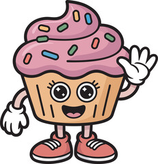 Cupcake Mascot  Cartoon Vector