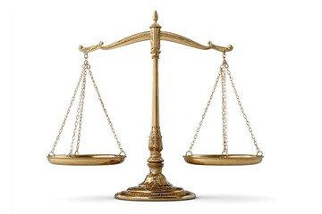 gold scales of justice isolated