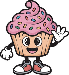 Cupcake Mascot  Cartoon Vector