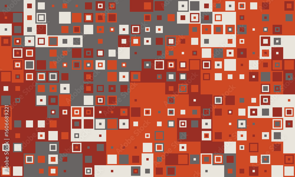 Poster abstract geometric pattern. red, gray, and white squares create a dynamic, pixelated texture ideal f
