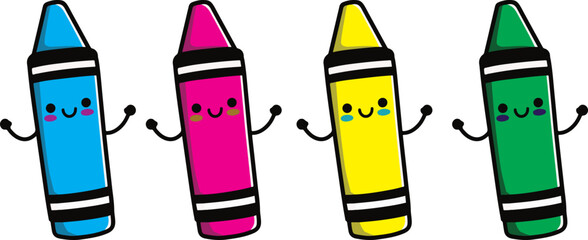 Crayon with Smiley Face Illustration