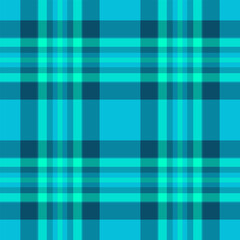 National check vector plaid, household fabric pattern textile. Apparel seamless tartan texture background in cyan and teal colors.
