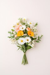 Fototapeta premium Beautiful Floral Bouquet of White and Orange Flowers on Soft Background