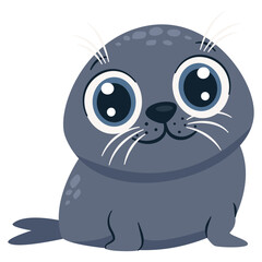 Flat vector illustration in a simple children's style. Cute Navy SEAL on white background. . Vector illustration