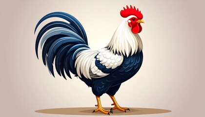 Rooster in profile, vibrant colors