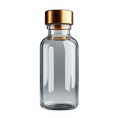 Glass medical bottle with liquid isolated on transparent background.