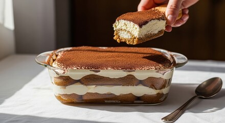 Homemade Tiramisu in a Glass Dish