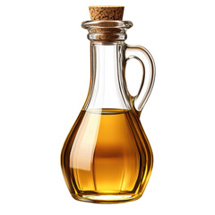 Glass olive oil bottle with a handle isolated on transparent background. 