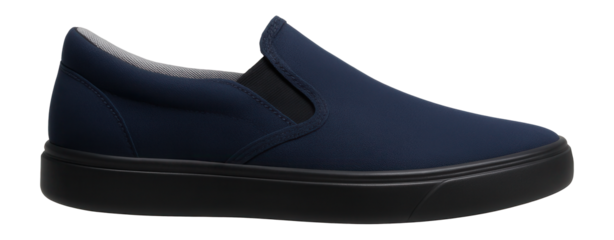 Navy anti-static slip-on shoes with elastic side gores and padded footbed