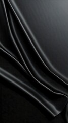 Fototapeta premium Elegant Black Fabric Texture with Soft Drapes and Subtle Shine