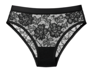 Sheer lace Brazilian panties in classic black