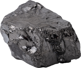 Natural black fossil coal on a white isolated background.