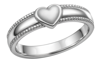 Delicate sterling silver phalanx ring with a heart motif
