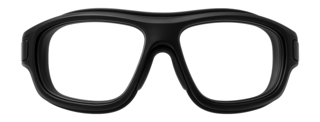 Black frame safety goggles with clear polycarbonate lenses and soft nose bridge