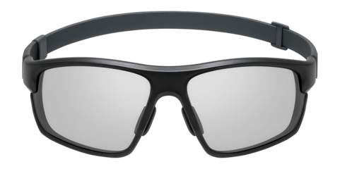 Full-rim sports sunglasses with anti-fog coating and adjustable fit
