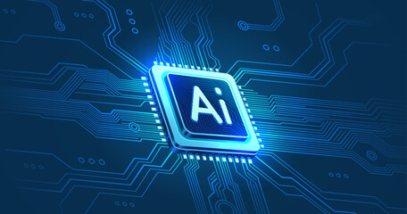Ai chip, innovation tech, ai art technology. Vector illustration